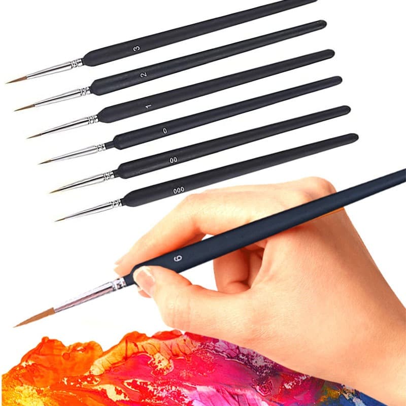 Kit 6 Pinceis Traços Finos Pintura Em Tela Aquarela Modelismo