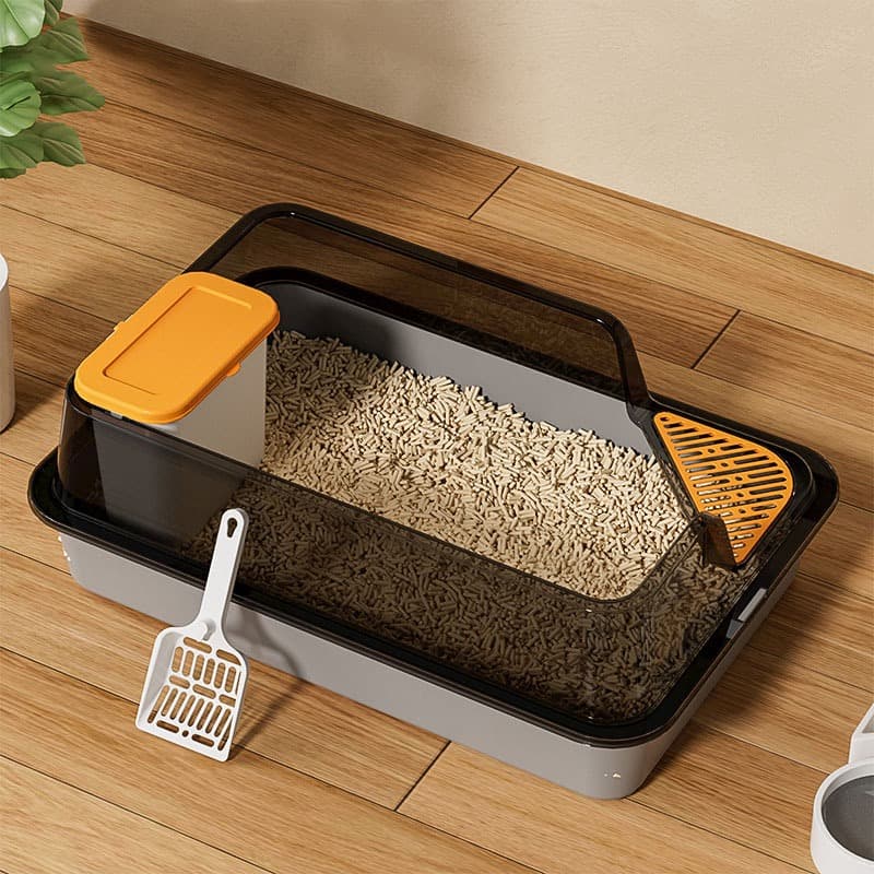 Caixa de Areia para Gatos Grandes Banheiro Sanitário Pet Aberta Resistente Forte Sandbox Gato