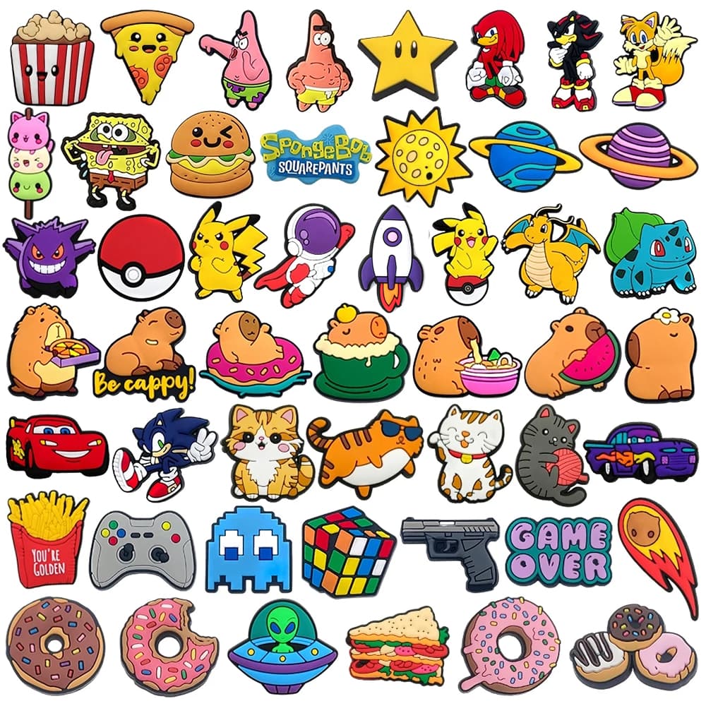 Diversão Dos Desenhos Animados capybara Pok é mon Gato DIY Acessórios De Jogo Sapatos Decoração Comida Espaço Padrão PVC