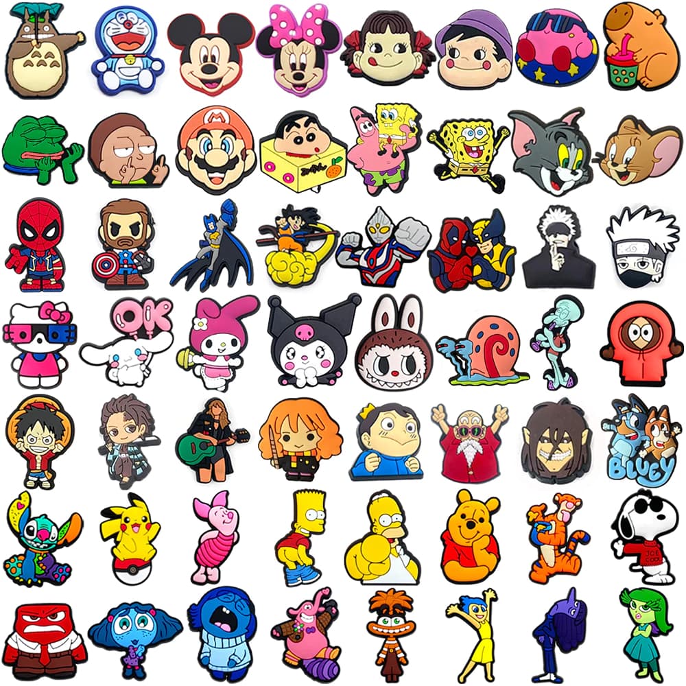 Diversão Dos Desenhos Animados DIY Sapatos Acessórios Decoração Comida Espaço Padrão PVC Encantos