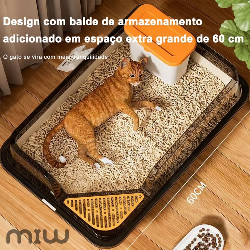 MIW Caixa De Areia Para Gatos Semifechada – Antiderrapante E Resistente A Odores