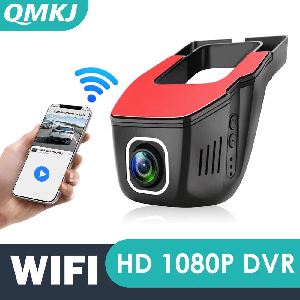 QMKJ Dash Cam Frente E Traseira Dashcam Carro Automático Dvr 1080P Gravação De Vídeo App Visão Noturna WIFI Móvel Intern