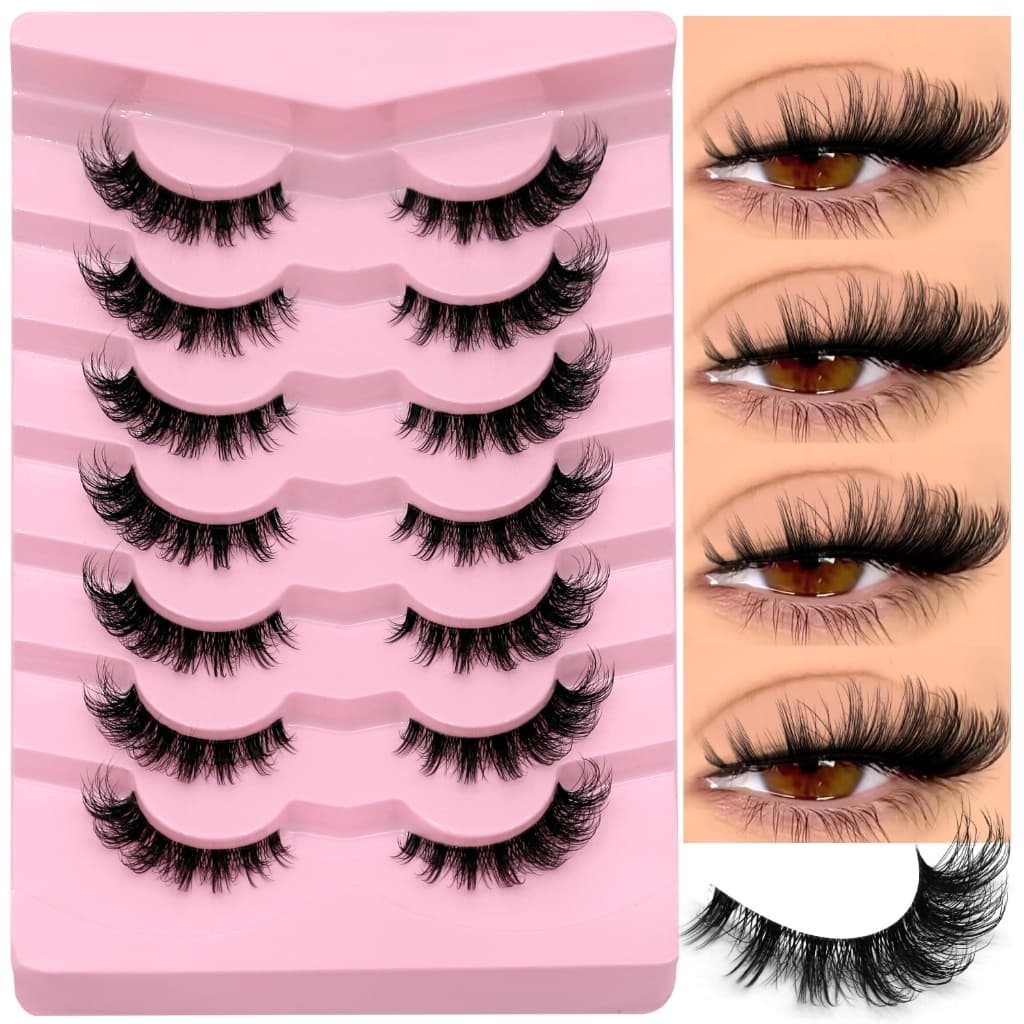 GROINNEYA Cílios Volumosos Wispy Curled Shape Cat Eye Lashes Efeito 3D Extensões De Leves E Grossas
