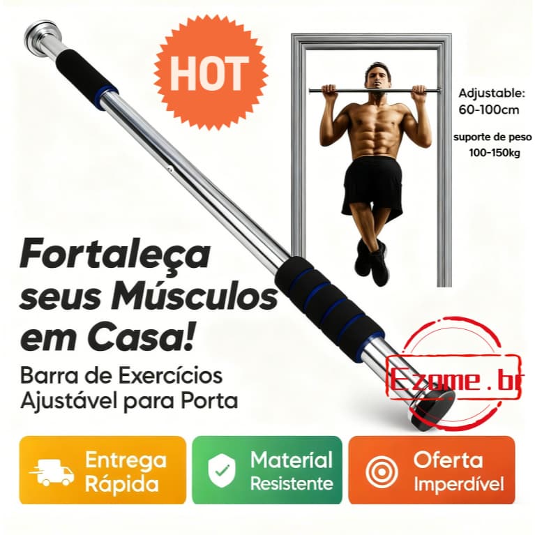 Barra Exercícios Porta Ajustável Até 100cm Crossfit Calistenia Fitness Força