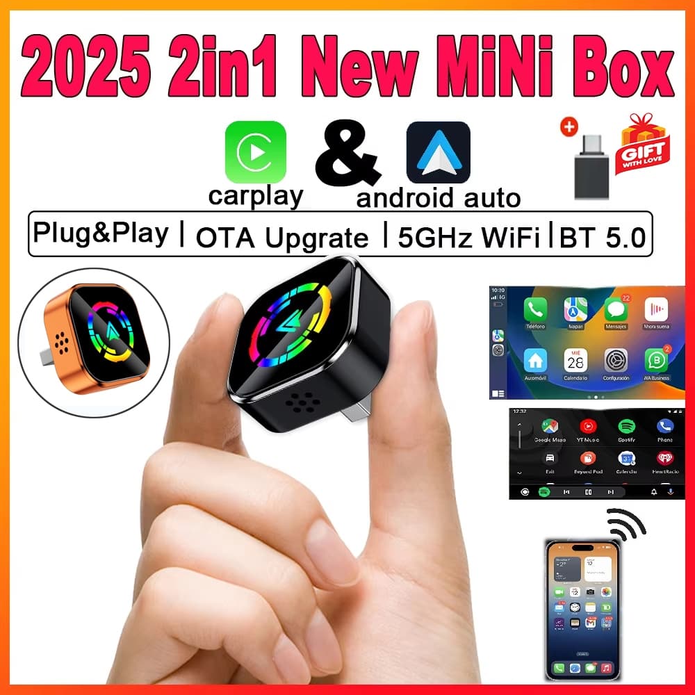 Adaptador CarPlay Sem Fio IOS Android Auto 2 Em 1 Dongle Inteligente WIFI Para AI Box Com Conexão USB Volvo Benz Mg Kia 