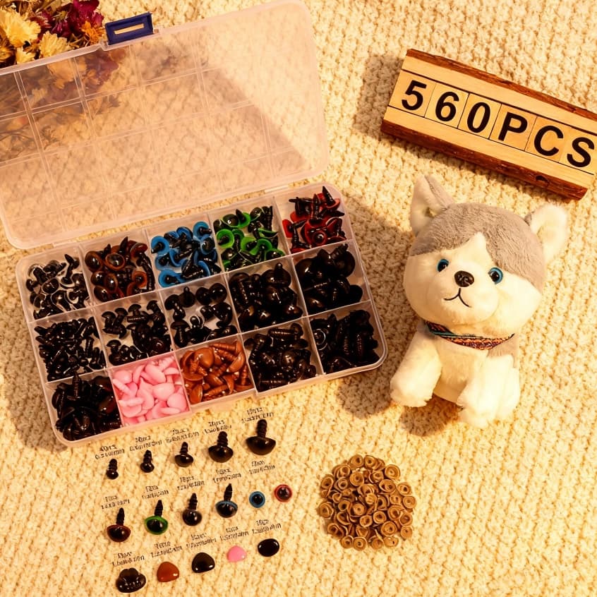 Kit 560 Peças Olhos E Focinhos P/ Amigurumi C/ Travas + Case