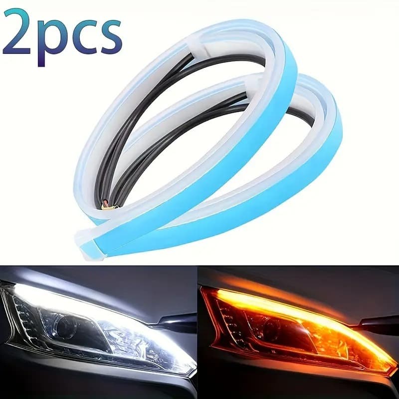 Kit 2 peças Fita Led 60 cm DRL 3000k 6000k Flexivel Farol E Seta Seta Sequencial Barra Flexível