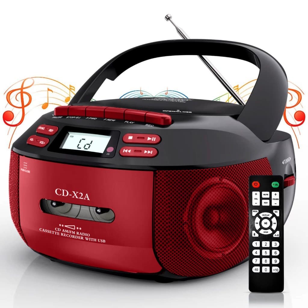 Leitor De CD MP3 Portátil , Bluetooth , Rádio FM , Cassete , Com Unidade flash USB , Aprendizagem De Disco Em Inglês