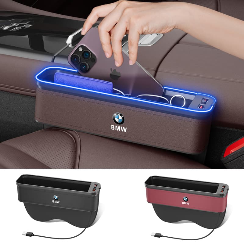 Para BMW Carro 2 USB LED Carregamento Cor Luz Assento Lacuna Caixa De Armazenamento Interior Do Automóvel