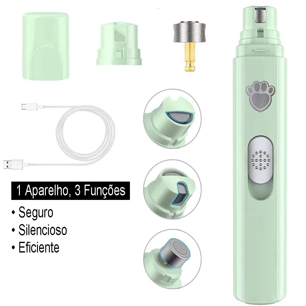Pet Lixa de Unha Elétrica Silenciosa, Aparador de unhas profissional elétrico recarregável para animais de estimação