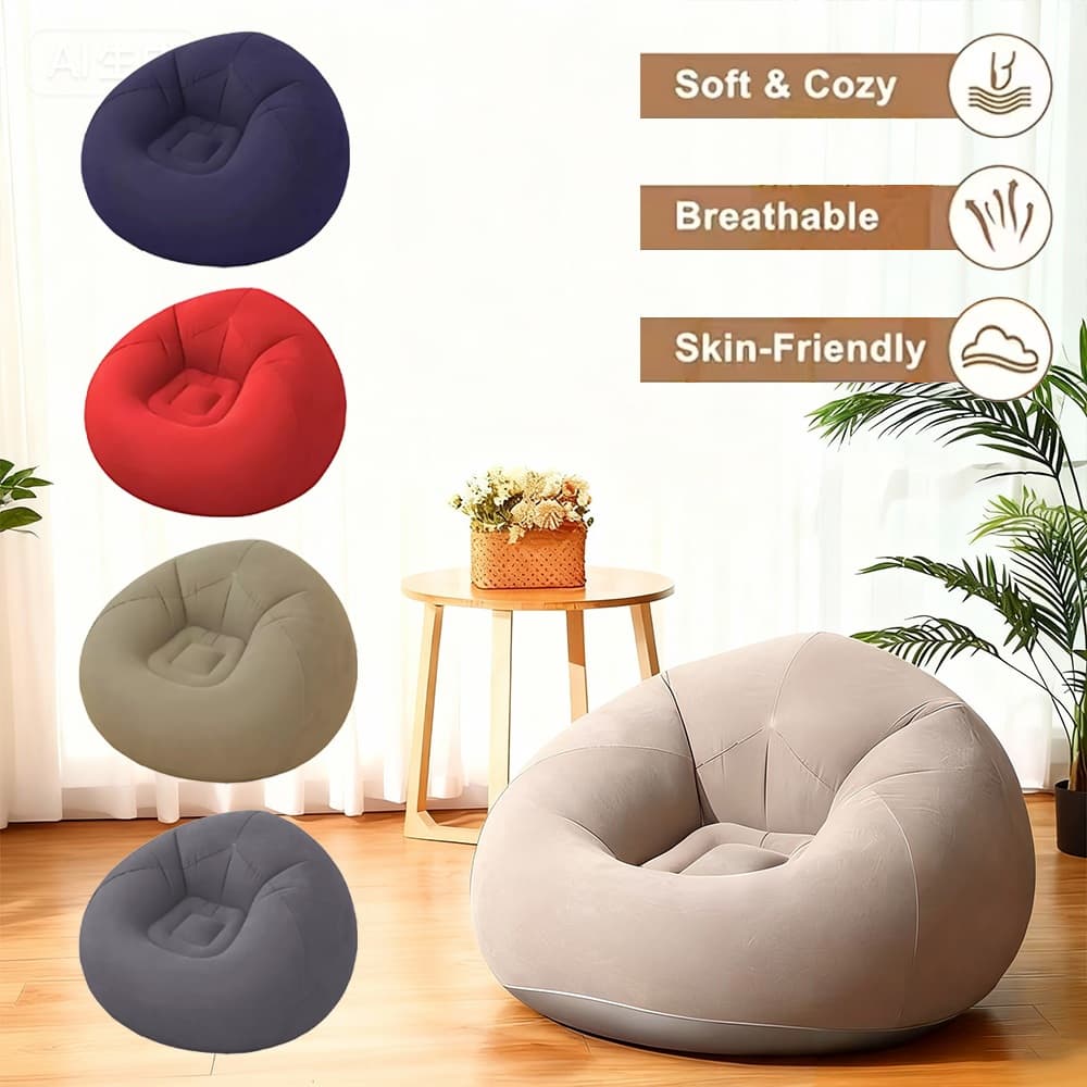 Poltrona Puff Inflável Descanso Casa Veludo Preguiçoso