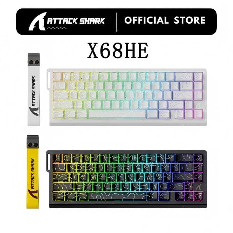 ATTACK SHARK X68HE Teclado Mecânico Magnético RGB 8K E-Sports De Eixo 0.01mm RT Precisão 128K