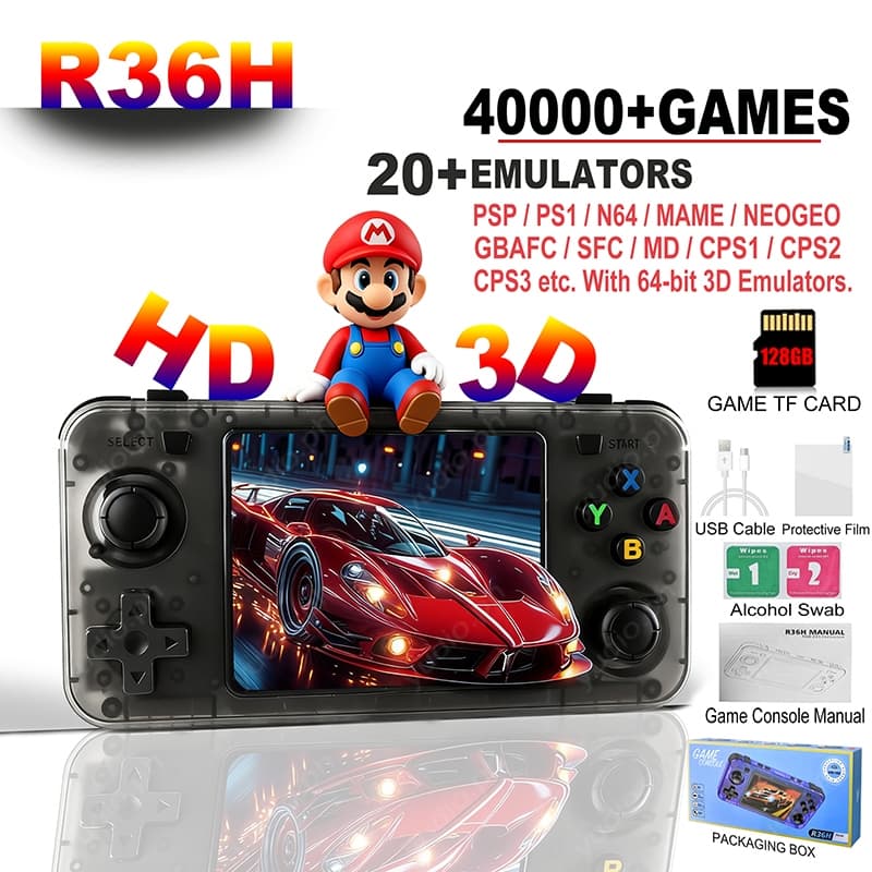 R36H Retro Console De Videogame Portátil Sistema Linux Tela IPS De 3.5 Polegadas Consoles De Jogos De Bolso Portáteis
