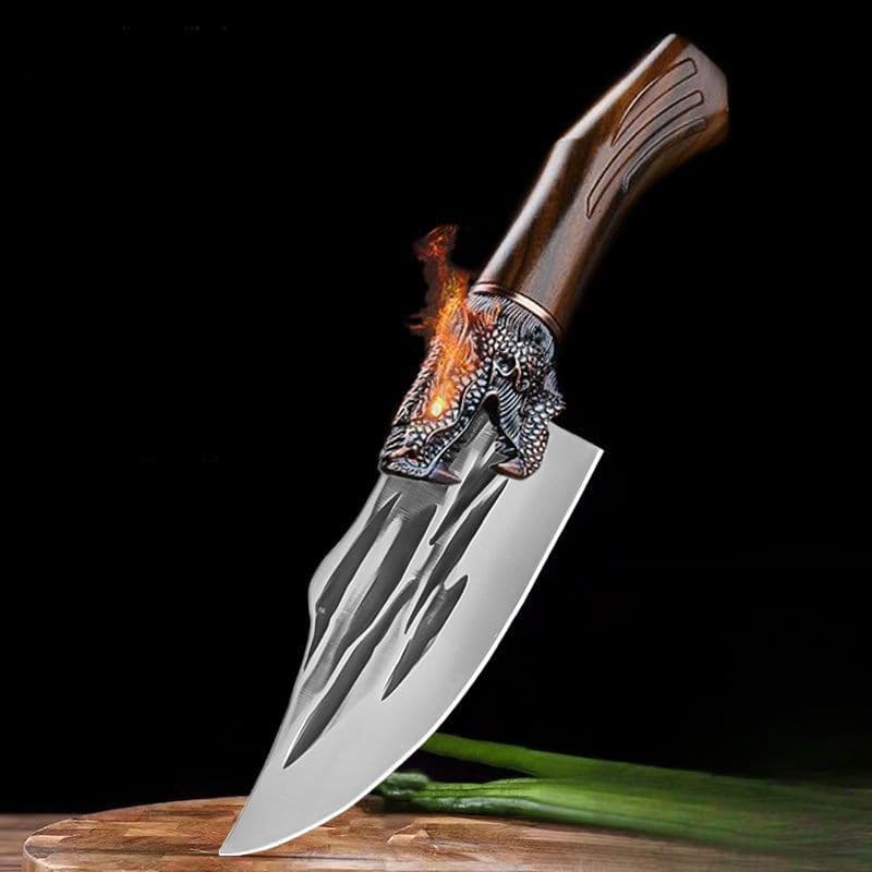 Faca De Churrasco Afiada Feita À Mão , Personalizada Em Aço Inoxidável Cirúrgico Com Bainha De Couro Genuíno .