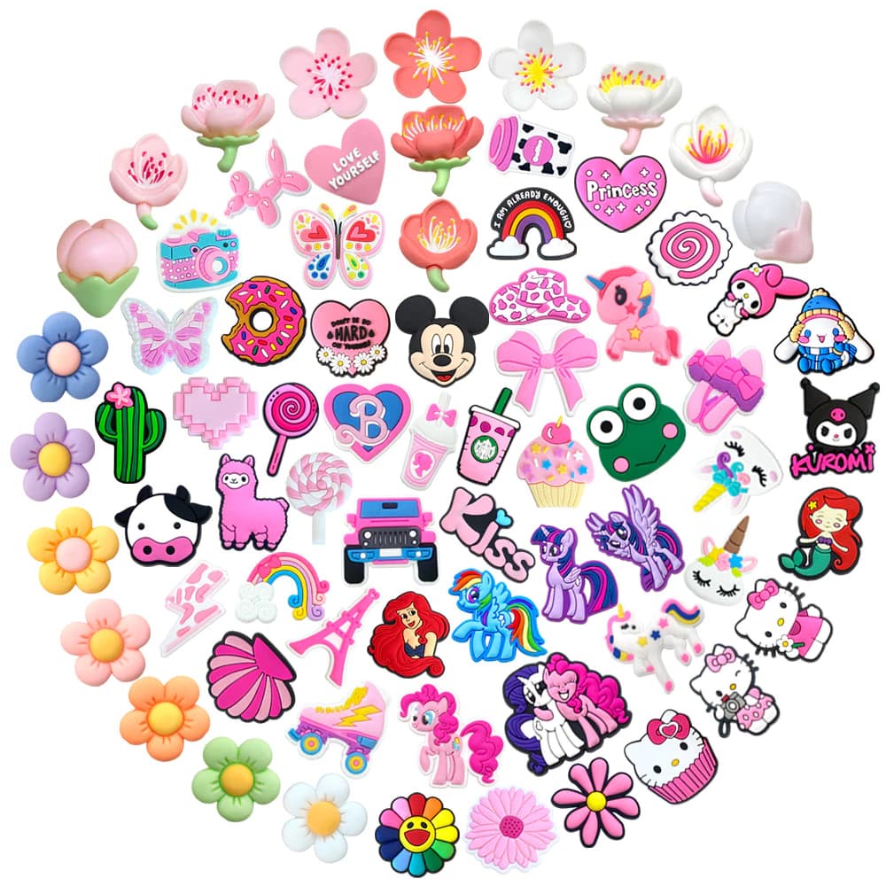 Quente 1 Pçs Rosa E Flores Sapatos Encantos Acessórios Decorar Chinelos Sandálias Fivela Presentes