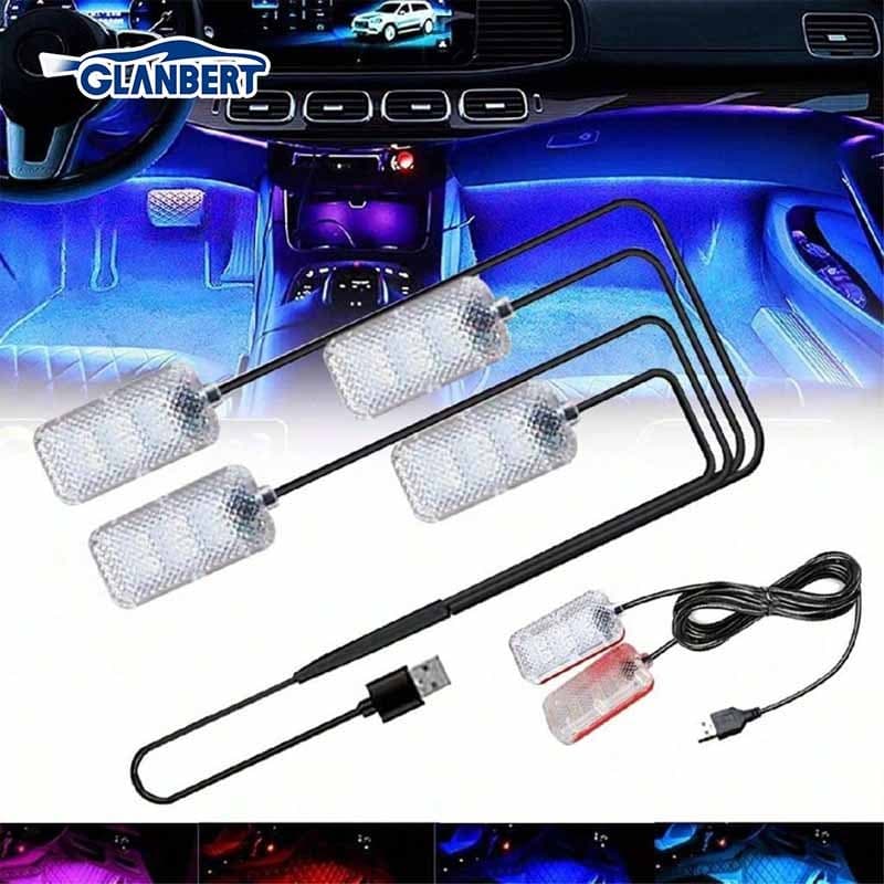 1 Arraste 4 LED Luz De Atmosfera Monocromática Para Carro Luzes Decorativas Automotivas Personalizadas Pés Lâmpada De To