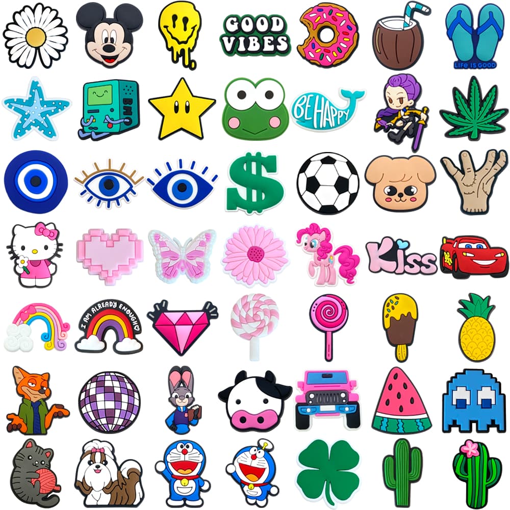 MEIDJ Shoe Charms 49 Cartoon Padrão Decorações Acessórios De PVC Com Botão