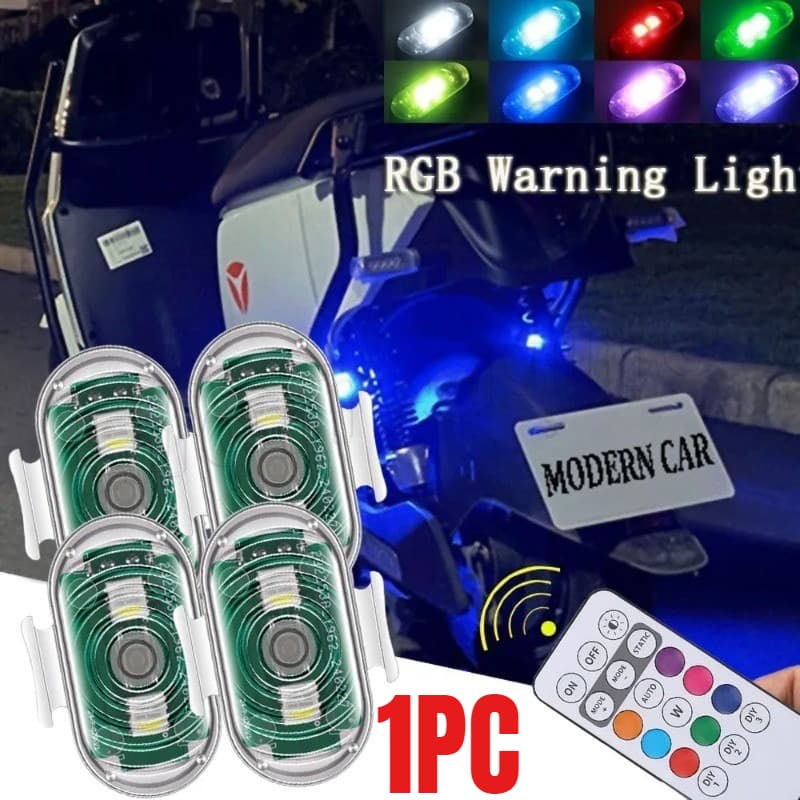 1 Conjunto De Luz De Advertência De Condução De Motocicleta-Lâmpada De Sinalização Traseira De Carro-Piscante LED Contro