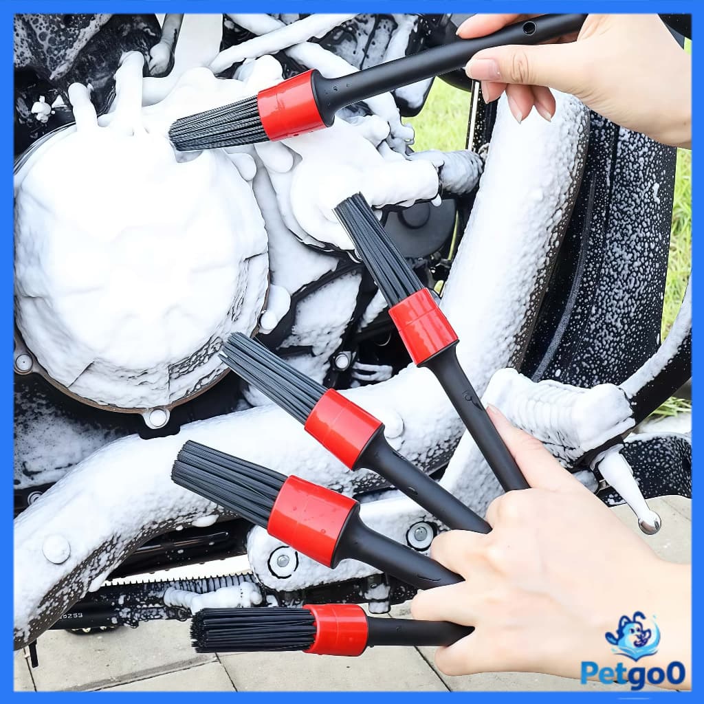 Kit 5 Pincel Roda Lavagem Detalhada Limpeza Automotiva Residencial