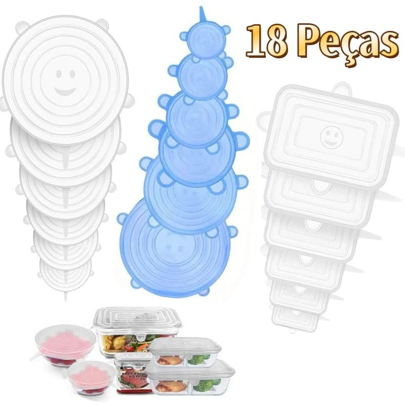KIT 18 Tampa Silicone Reutilizável À Prova Sopa De Fugas Material De Segurança Tampa Promoção