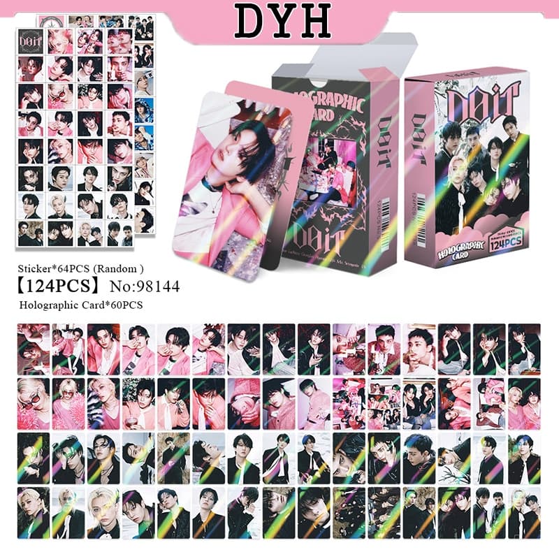 124 Pçs/Caixa Stray Kids Photocards KARMA Holográfico LOMO Cartão FELIX Seungmin Lee Sabe HAN Adesivo
