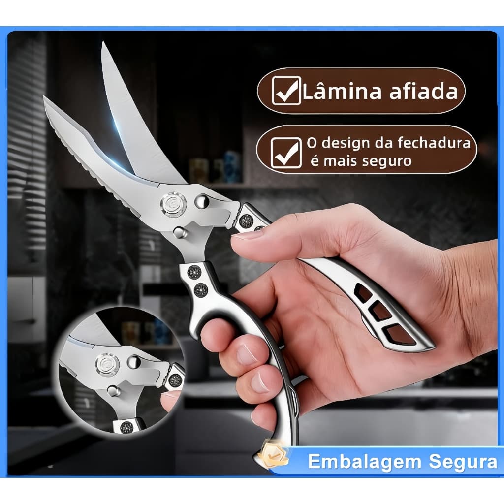 Tesoura Multifuncional Para Corte Alimentos Legumes Peixes Frangos Verdura Aço Inoxidável Utensílios