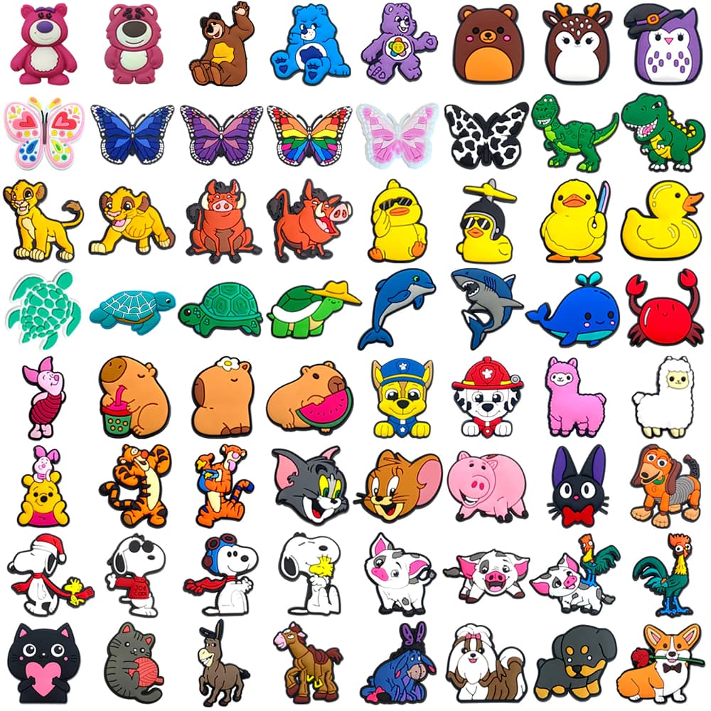 Quente 1 Pçs Série Animal Sapatos Encantos Acessórios Decorar Chinelos Sandálias Fivela Presentes