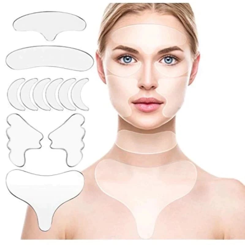 adesivo anti rugas Kit 16 Peças Reutilizável para Rosto Adesivo Fita Gel Silicone Anti-rugas Linhas Faciais