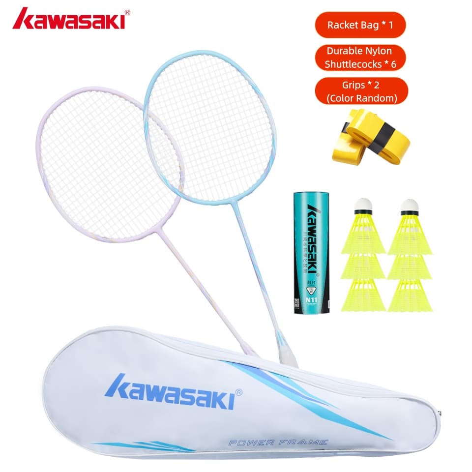 Kawasaki 2 Pçs Raquetes De Badminton Novo KD-1PRO-3/KC-081 Autêntico Fibra De Carbono Durável Ultra-Leve Dado 3 + Aperto