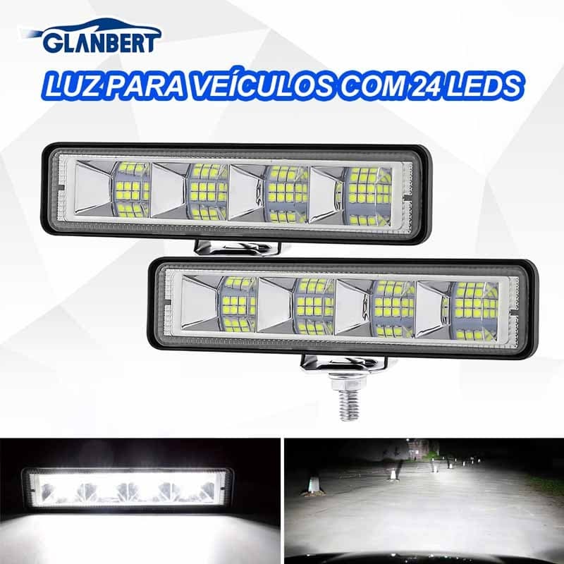 Barra De Luz Para Automóvel , 6 Polegadas , Alumínio , 24LED , Luzes De Inundação De Carro , Lâmpada Modificada , Lâmpad