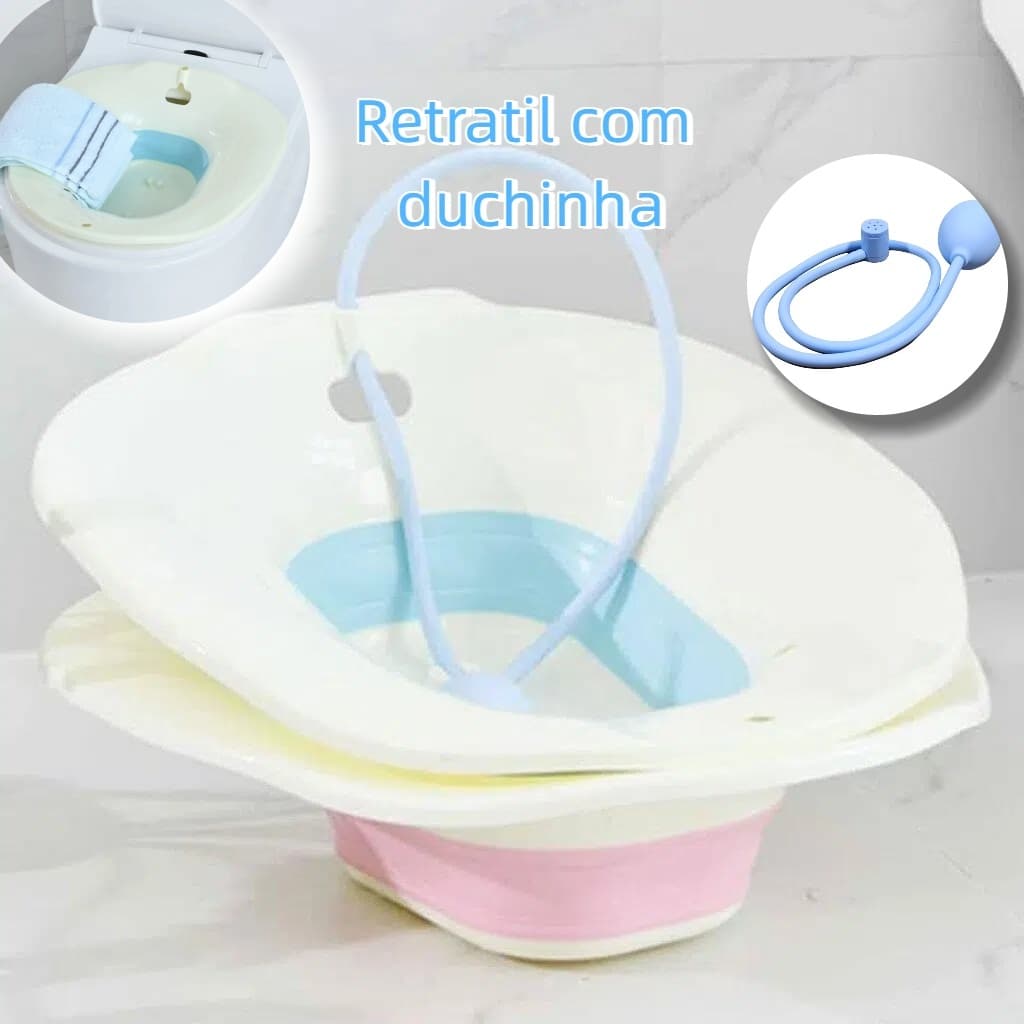 Bacia Para Banho de Assento e Higiene Intima Dobrável Retratil com duchinha