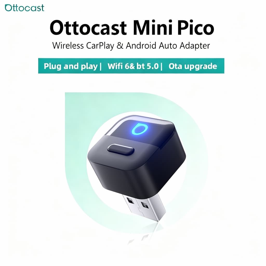 OTTOCAST Mini Pico 3.0 Cube 2 Em 1 Com Fio Para CarPlay Sem Android Adaptador Automático USB Stick Wifi Acessórios Carro