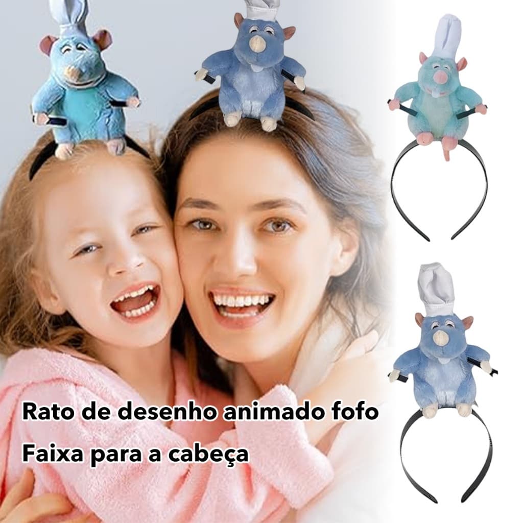 Tiara Remy Arco de Cabelo Pelúcia Chef Fofo Prendedor de Cabelo para Infantil e Adulto