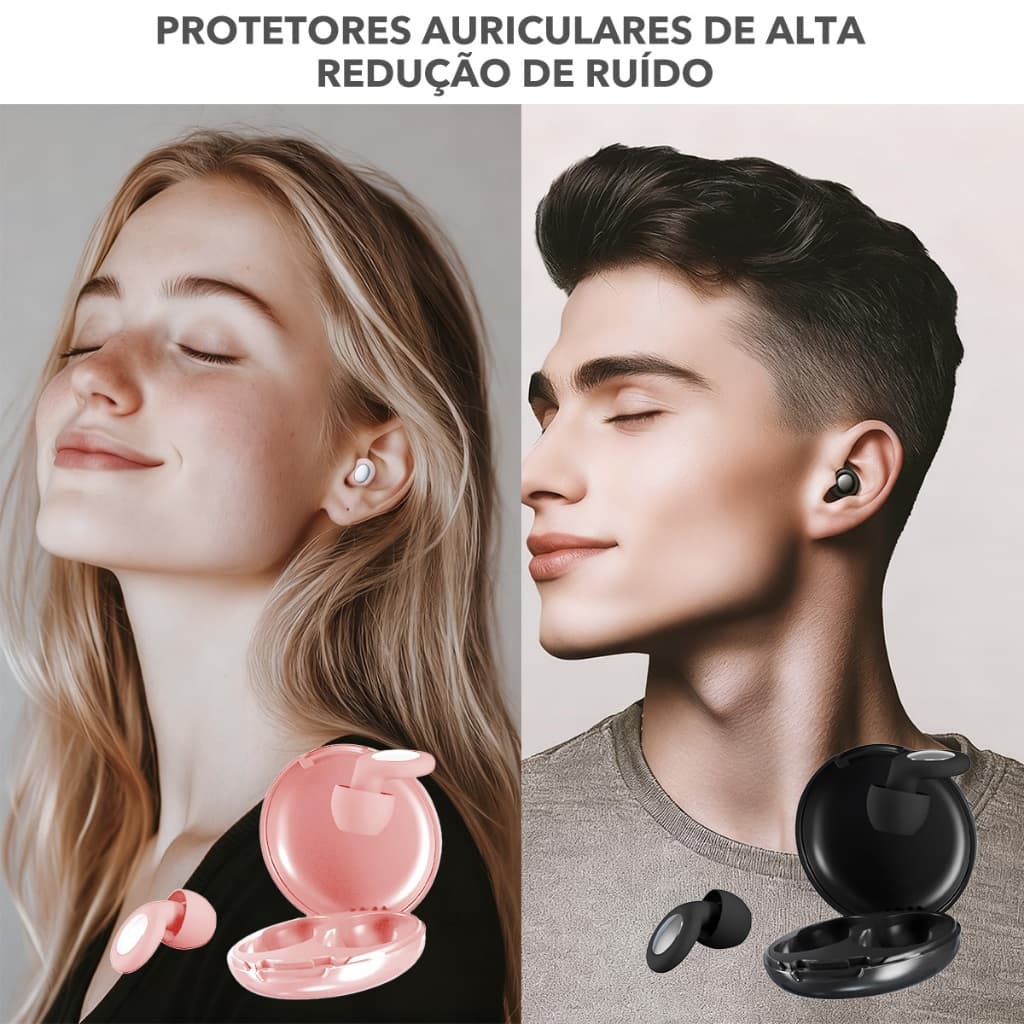 Protetor Auricular Silencioso Cancelamento de Ruído Reutilizável Silicone para Dormir Viagem Trabalho Confortável