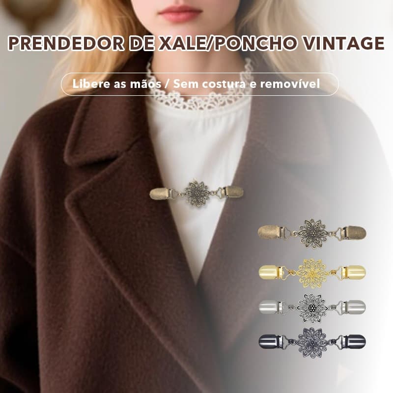 Clip para Cardigan Broche Vintage Decorativo Elegante para Suéter Chal Agasalho Fechadura de Roupa Estilo Clássico