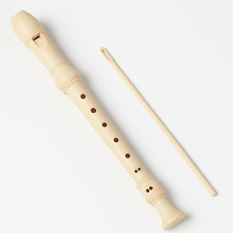 Flauta Doce Resina Soprano Modelo Germanica Estudo Com Vareta De Limpeza