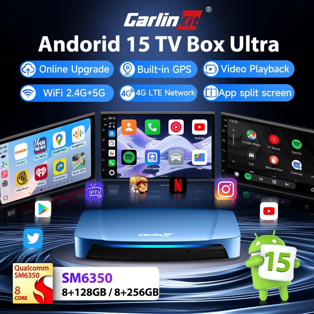 2025 Carlinkit Ai Caixa Android 15 Qualcomm SM6350 8 + 256GB Sem Fio CarPlay Adaptador De Vídeo Automático Cartão SIM GP
