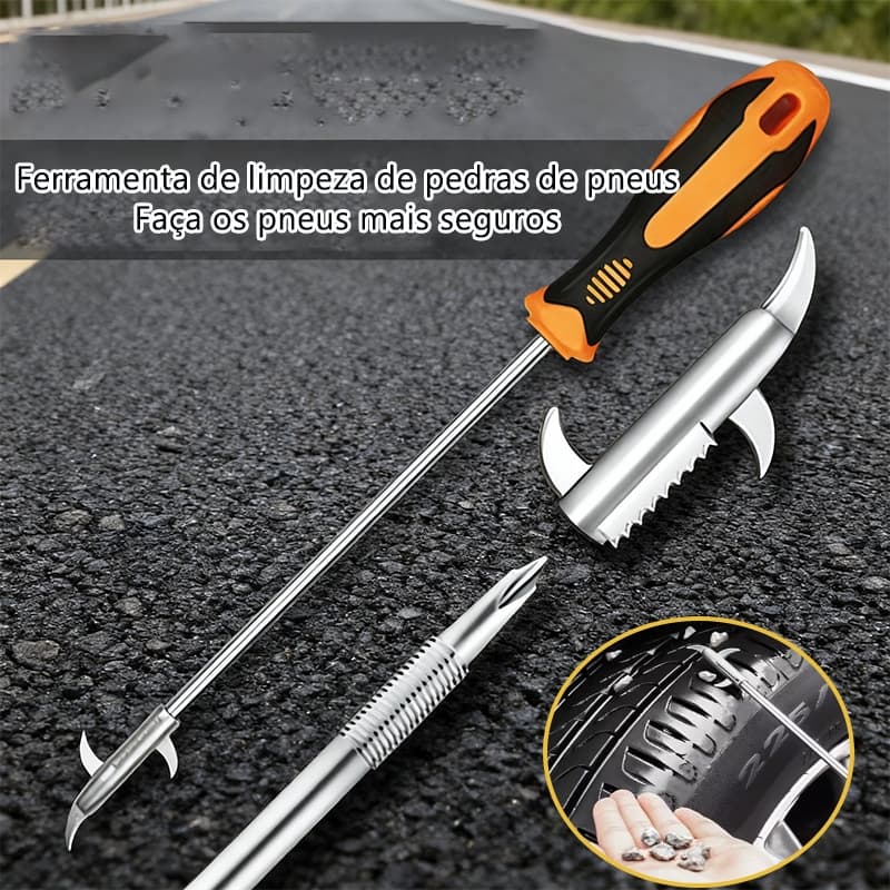 Gancho Multifuncional Remoção de Pedras de Pneu - Previne Pneu Furado, Aço Inoxidável