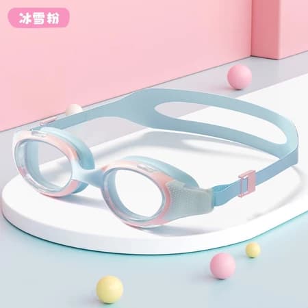 Novo estilo óculos de natação infantil Anti-nevoeiro HD impermeável confortável ajustável e mala e almofadas de ouvido 3