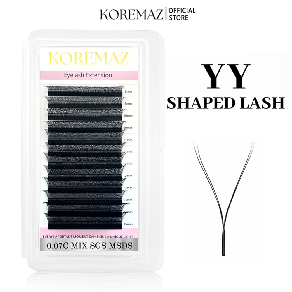 Pestanas KOREMAZ YY Shape Cílios Fox Eyes Faux Mink Brasileiras Macias Premade Volume De Ventilador