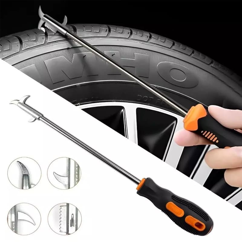 Gancho Multifuncional Remoção de Pedras de Pneu - Previne Pneu Furado, Aço Inoxidável