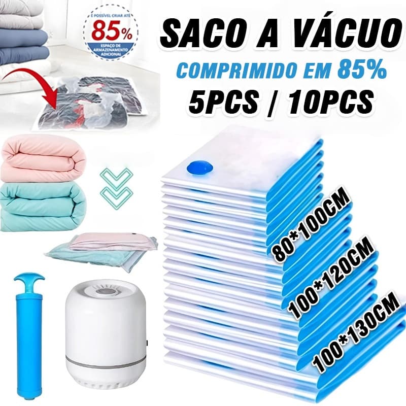 Kit 10 Saco A Vácuo Grande Organizador Edredom Coberto Mala Roupa De Cama Bomba a Vacuo Manual/Elétrico