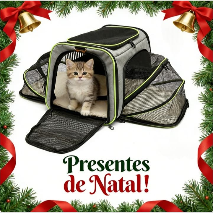 Bolsa Pet Expansível Transporte Viagem Avião Cabine Cachorros e Gatos Cinza