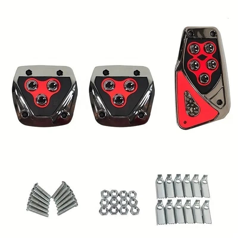 Kit 3 Peças Pedaleiras Esportivas Automotiva Carros Tuning Acessórios Universal