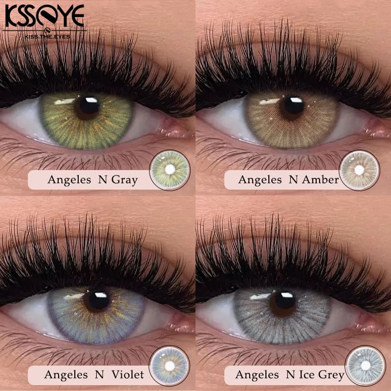 【Grau : 0 ~-8.00】Lente De Contato Colorida KSSEYE  2pcs Angeles Series 14.2MM Softlens Estojo De Grátis Anual
