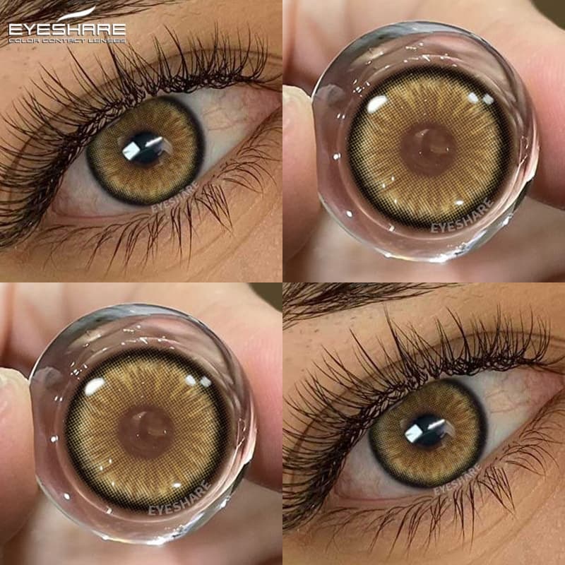 EYESHARE 1 Par De Lentes De Contato Naturais Marrons 14.5 Mm Coreanas De Olhos Grandes Macias De Uso De 1 Ano