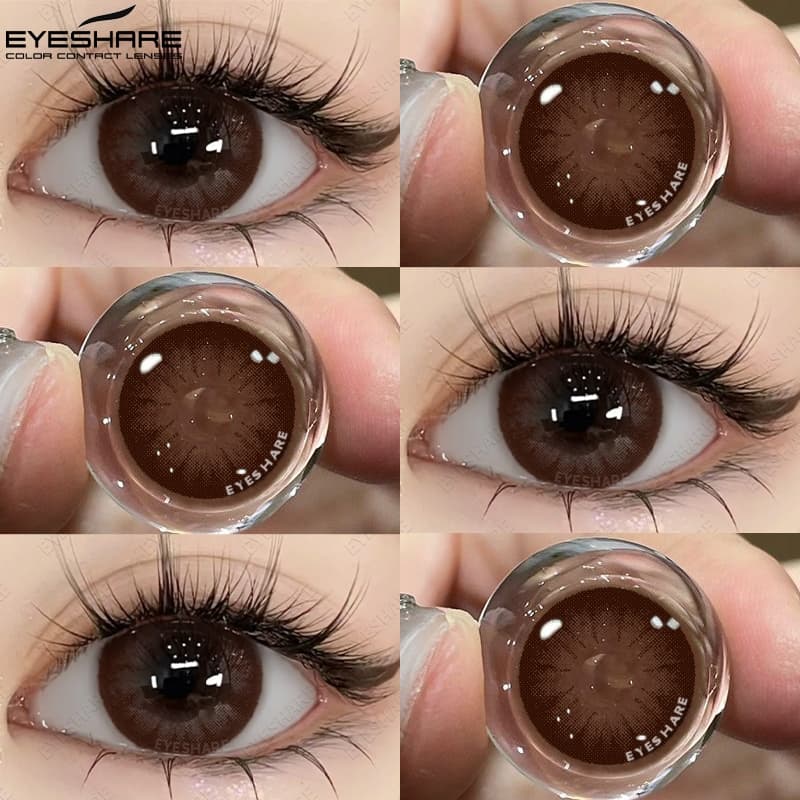 EYESHARE 2 Unidades De Lentes De Contato Marrom chocolate , Cor natural , Descartáveis Anuais .