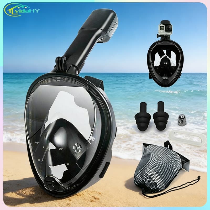 Máscara de mergulho com snorkel de rosto inteiro de Silicone, máscara à prova d'água conjunto de mergulho/mergulho + sup