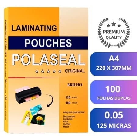 Polaseal Plastico Para Plastificacão 200/100 Folhas Com Brilho Masterprint A4 70mic