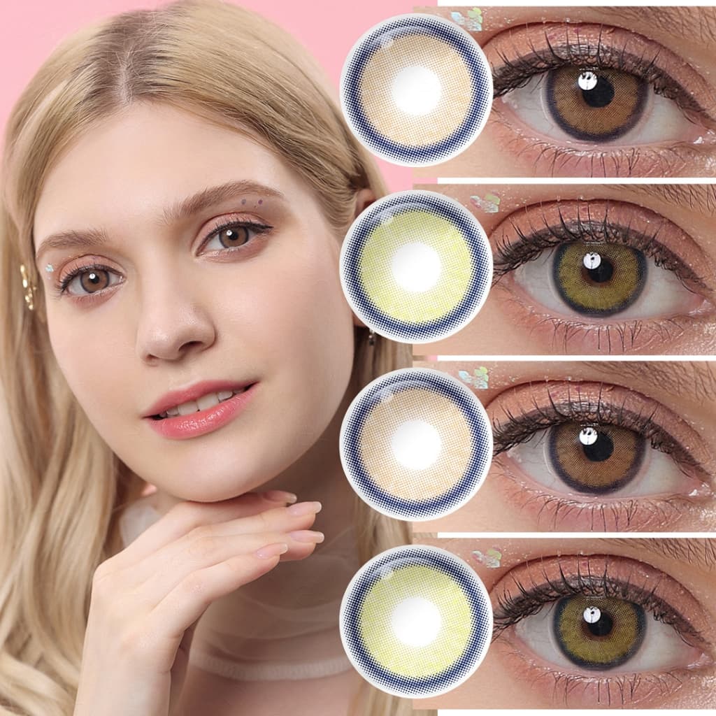 (P : 0 ~-6.00) Magister Myopia Lentes De Contato 2pcs 14.0mm Grau Lente Com Anel Brown/Gray Colorida Prescrição 6 Meses